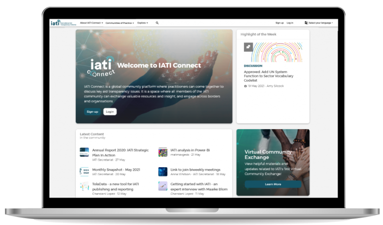 IATI Connect - Home page